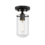 Delaney 1 Light Semi Flush Ceiling Light - Matte Black / Clear