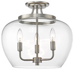 Joliet Semi Flush Ceiling Light - Brushed Nickel / Clear