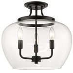 Joliet Semi Flush Ceiling Light - Matte Black / Clear