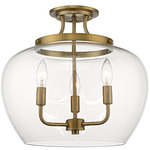 Joliet Semi Flush Ceiling Light - Olde Brass / Clear