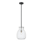 Bella Downrod Pendant - Brushed Nickel / Clear