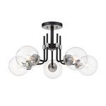 Parsons Semi Flush Ceiling Light - Brushed Nickel / Clear