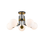 Parsons Semi Flush Ceiling Light - Olde Brass / Opal