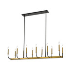 Haylie Linear Pendant - Matte Black / Olde Brass