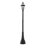 Westover Post Light with Round Post/Decorative Base - Black / Clear