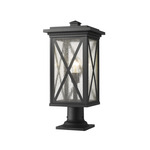 Brookside Outdoor Pier Light with Traditional Base - Black / Clear Seedy