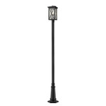 Brookside Outdoor Post Light with Round Post/Tapered Base - Black / Clear Seedy
