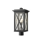 Brookside Outdoor Post Light with Round Fitter - Black / Clear Seedy