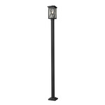 Brookside Outdoor Post Light with Square Post/Stepped Base - Black / Clear Seedy