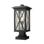 Brookside Outdoor Pier Light with Square Stepped Base - Black / Clear Seedy