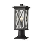 Brookside Outdoor Pier Light with Traditional Base - Black / Clear Seedy