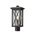 Brookside Outdoor Post Light with Round Fitter - Black / Clear Seedy