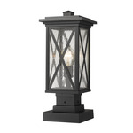 Brookside Outdoor Pier Light with Square Stepped Base - Black / Clear Seedy