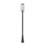 Dunbroch Outdoor Post Light with Round Post/Hexagon Base - Black / Clear