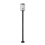 Dunbroch Outdoor Post Light with Round Post/Stepped Base - Black / Clear