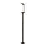 Dunbroch Outdoor Post Light with Round Post/Stepped Base - Deep Bronze / Brass / Clear