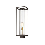 Dunbroch Outdoor Post Light with Square Fitter - Deep Bronze / Brass / Clear