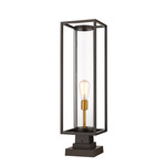 Dunbroch Outdoor Pier Light with Square Stepped Base - Deep Bronze / Brass / Clear