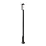 Dunbroch Outdoor Post Light with Round Post/Hexagon Base - Black / Clear