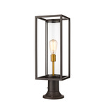 Dunbroch Pier Light with Simple Round Base - Deep Bronze / Brass / Clear