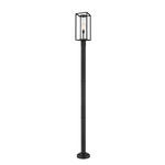 Dunbroch Outdoor Post Light with Round Post/Stepped Base - Black / Clear