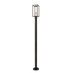 Dunbroch Outdoor Post Light with Round Post/Stepped Base - Deep Bronze / Brass / Clear