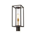 Dunbroch Post Light with Round Fitter - Deep Bronze / Brass / Clear