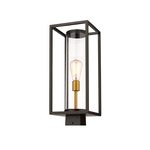 Dunbroch Outdoor Post Light with Square Fitter - Deep Bronze / Brass / Clear