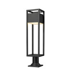 Barwick Outdoor Pier Light with Traditional Base - Black / Etched Glass