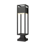 Barwick Outdoor Pier Light with Square Stepped Base - Black / Etched Glass