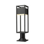 Barwick Outdoor Pier Light with Traditional Base - Black / Etched Glass