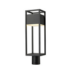 Barwick Outdoor Post Light with Round Fitter - Black / Etched Glass