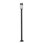 Barwick Outdoor Post Light with Square Post/Stepped Base - Black / Etched Glass