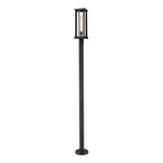 Glenwood Post Light with Round Post/Stepped Base - Black / Clear