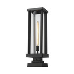 Glenwood Outdoor Pier Light with Square Stepped Base - Black / Clear