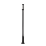 Glenwood Outdoor Post Light with Round Post/Hexagon Base - Black / Clear