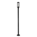 Glenwood Post Light with Round Post/Stepped Base - Black / Clear