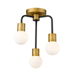 Neutra Semi Flush Ceiling Light - Foundry Brass / Opal