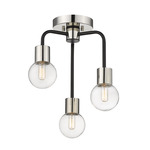 Neutra Semi Flush Ceiling Light - Polished Nickel / Clear