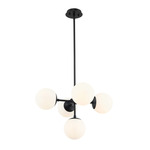 Midnetic 5-Light Pendant - Matte Black / Matte Opal