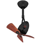 Diane Wood Ceiling Fan - Matte Black / Mahogany Wood