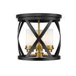 Malcalester Flush Mount Ceiling Light - Olde Brass / Matte Black