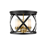 Malcalester Flush Mount Ceiling Light - Olde Brass / Matte Black
