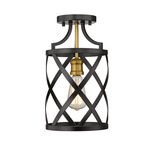 Malcalester Semi Flush Ceiling Light - Olde Brass / Matte Black