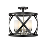 Malcalester 4 Light Semi Flush Ceiling Light - Brushed Nickel / Matte Black