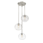 Harmony Round Pendant - Brushed Nickel / Clear