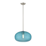 Harmony Pendant With Blue Glass - Brushed Nickel / Blue