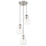 Ayra Round Chandelier - Brushed Nickel / Clear