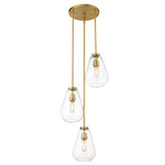 Ayra Round Chandelier - Olde Brass / Clear