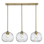 Chloe Linear Pendant - Olde Brass / Clear